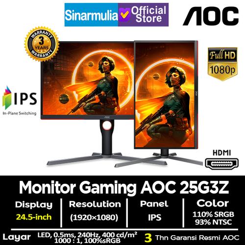 Monitor LED Gaming AOC 25G3Z 24.5" IPS 240Hz 0.5ms 100%sRGB