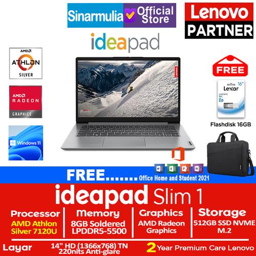 Lenovo Ideapad Slim 1 Athlon Silver 7120U 512GB SSD 8GB Win11+OHS