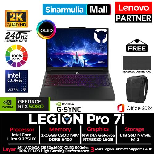 Lenovo Legion Pro 7i Ultra 9 275HX RTX5080 1TB SSD 32GB WQXGA OLED