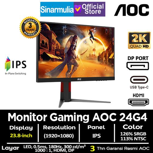 Monitor LED Gaming AOC 24G4 23.8" IPS 180Hz 0.5ms 100%sRGB