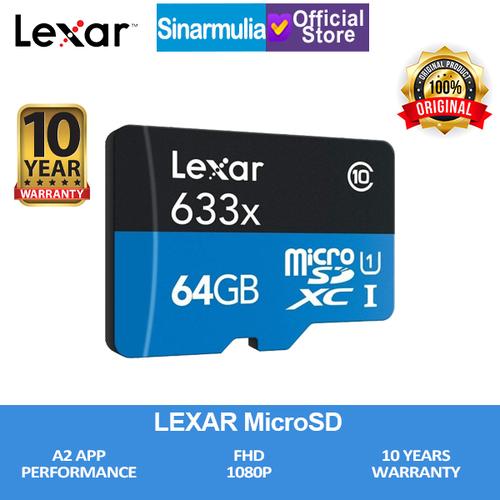 Lexar Microsd 64GB 100MB/s High Performance 633x MicroSDHC UHS-I A1Lexar Microsd 64GB 100MB/s High Performance 633x MicroSDHC UHS-I A1