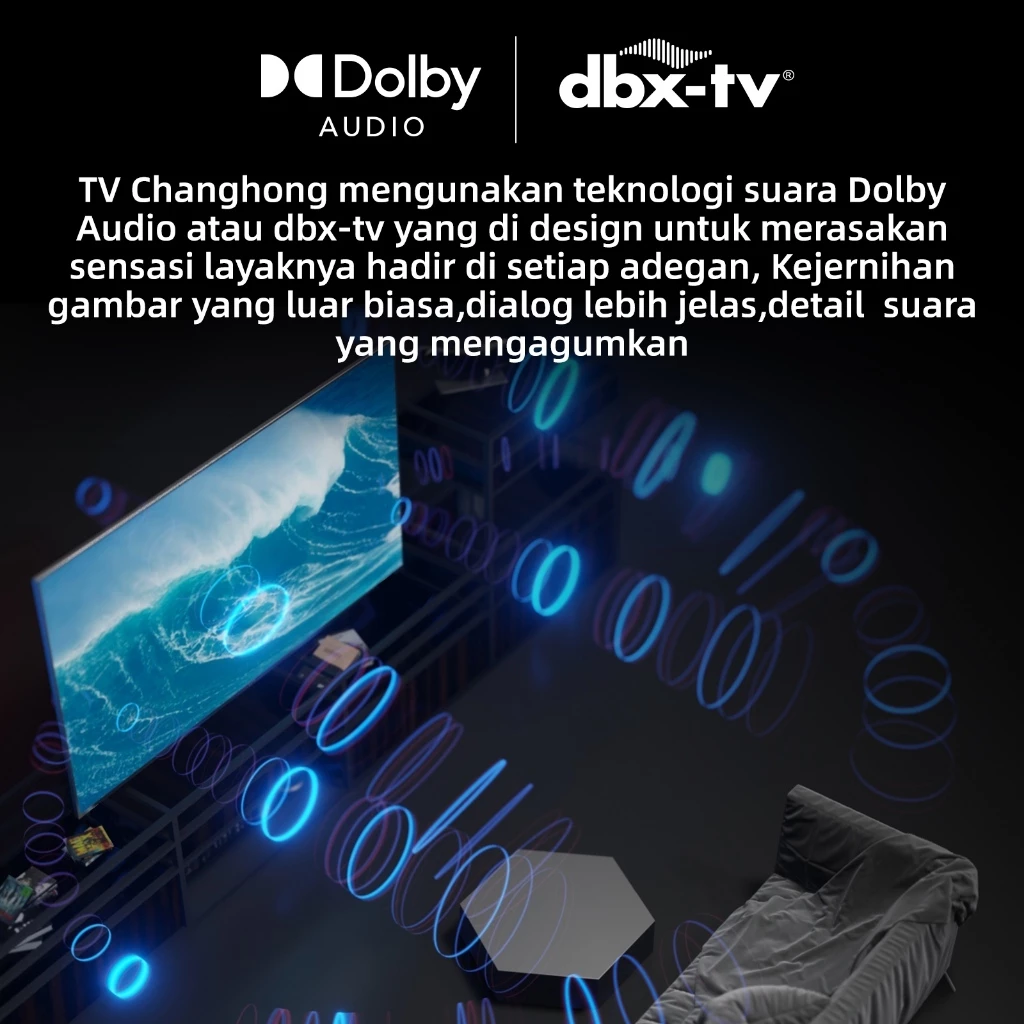 Changhong Google TV 32 inch HD Dolby Audio Google Play Netflix Youtube Bluetooth USB Google Assistant Smart TV Digital TV Free Vidio