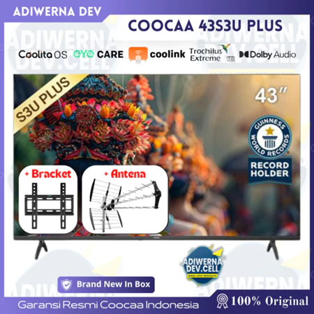 (INSTAN TEGAL) COOCAA 43 inch - Coolita 3.0 - Smart TV - Youtube/ Prime Video - Dolby Audio (COOCAA 43S3U Plus)