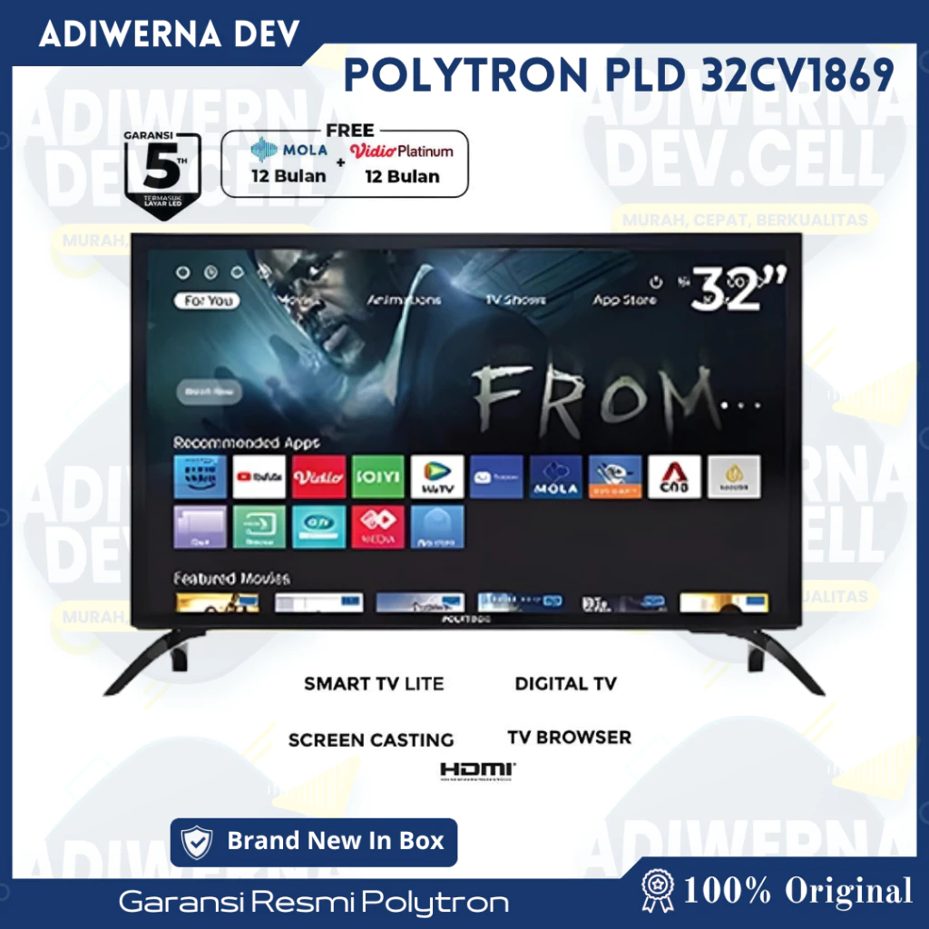 POLYTRON SMART DIGITAL TV 32 inch HD Ready PLD 32CV1869 - Garansi Resmi