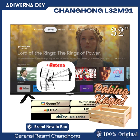 Changhong Google TV 32 inch HD Dolby Audio Google Play Netflix Youtube Bluetooth USB Google Assistant Smart TV Digital TV Free Vidio