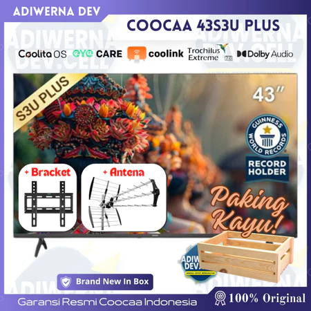 COOCAA 43 inch - Coolita 3.0 - Smart TV - Youtube/ Prime Video - Dolby Audio (COOCAA 43S3U Plus)