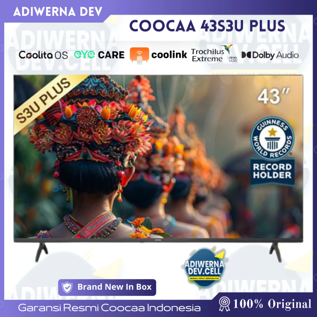 (INSTAN TEGAL) COOCAA 43 inch - Coolita 3.0 - Smart TV - Youtube/ Prime Video - Dolby Audio (COOCAA 43S3U Plus)