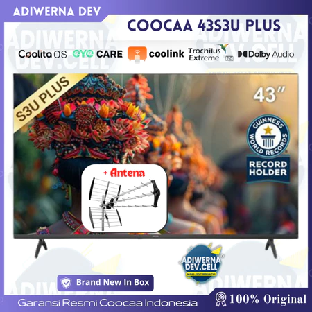 (INSTAN TEGAL) COOCAA 43 inch - Coolita 3.0 - Smart TV - Youtube/ Prime Video - Dolby Audio (COOCAA 43S3U Plus)