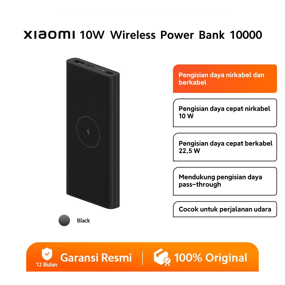 Xiaomi Power Bank 10W Wireless 10000mAh Garansi Resmi | Pengisian daya nirkabel dan berkabel | Pengisian daya cepat | Fast Charger
