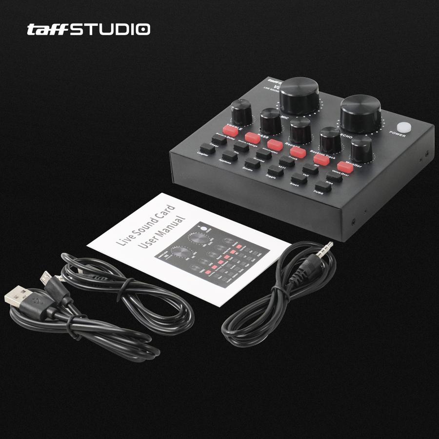 TaffSTUDIO Bluetooth Audio USB External Soundcard Live Broadcast Mic - V8S