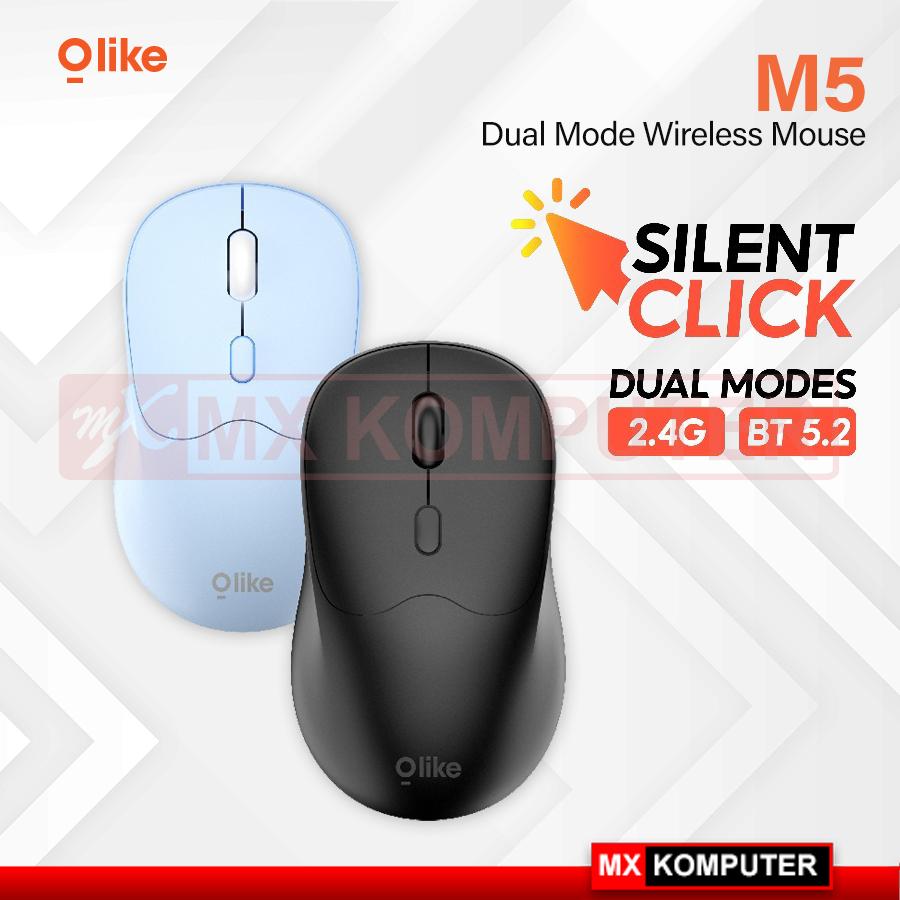 OLIKE M5 Wireless Mouse DUAL MODE USB Dongle - Bluetooth Silent Click Optical 1600DPI