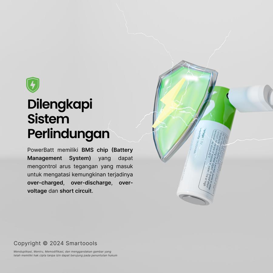 Baterai Cas Isi Ulang 2pcs Smartoools AA 1.5V Type-C USB Rechargeable Lithium Battery Charge