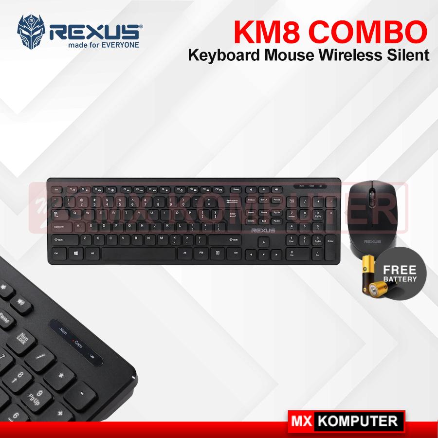 Keyboard Mouse Wireless Rexus KM8 Combo Silent - Hitam