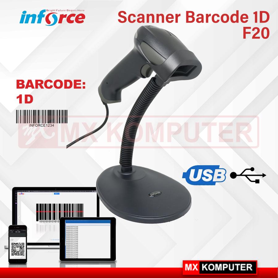 INFORCE BARCODE SCANNER F20 + STAND 1D USB WIRED KABEL CABLE HANDHELD
