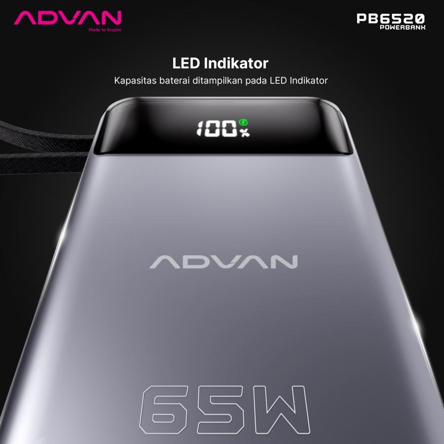 ADVAN Powerbank PB6520 Fast Charging 65W TYPE C Quick Charge 20000 mAh