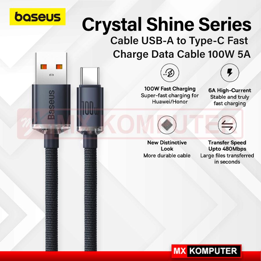 Baseus Crystal Shine Series USB A to Type C 100W Cable Kabel Charger