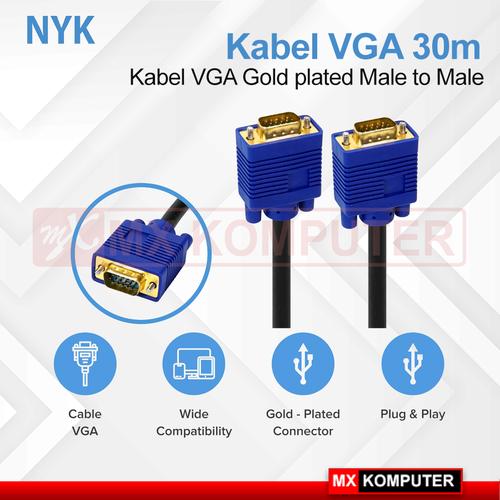 Kabel NYK VGA Gold plated Male to Male 30 meter 30M