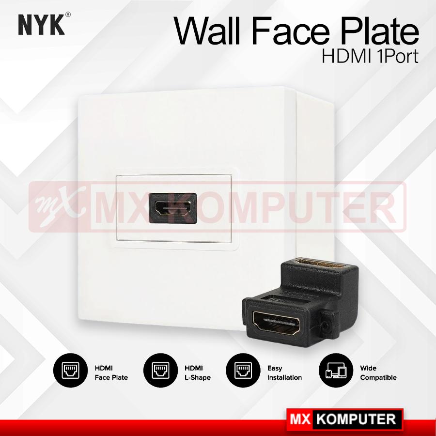 NYK Wall Face Plate HDMI 1Port + Outbow Box - Faceplate HDMI 1Port