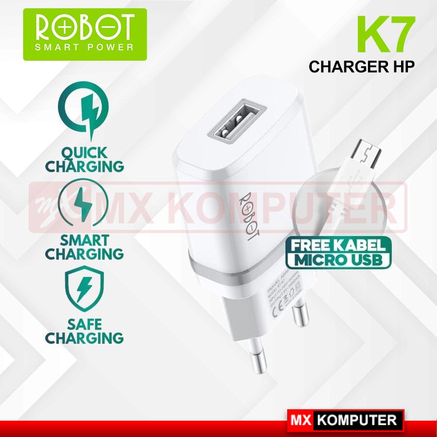 ROBOT RT-K7 Quick Charge Output 5V/1A Fireproof Charger White