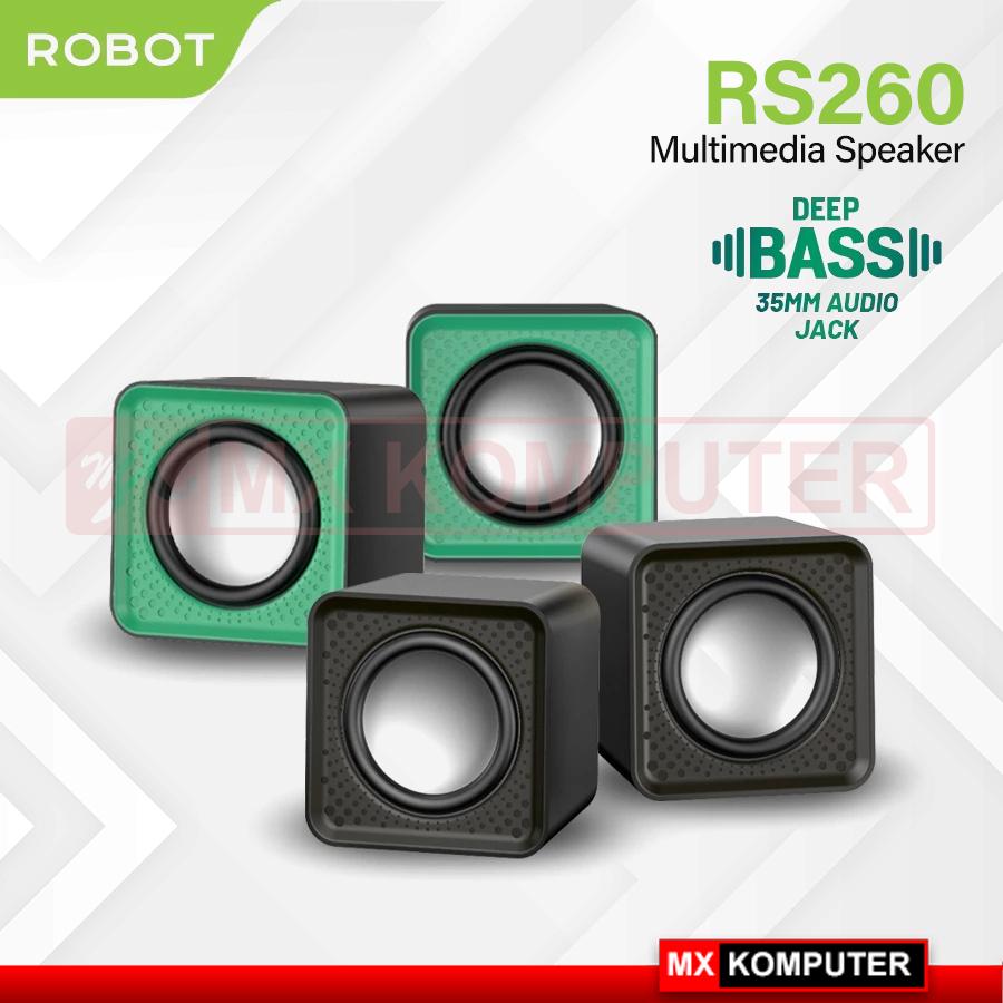 Robot RS260 Speaker Multimedia Komputer Kabel USB 3.5mm 4W -