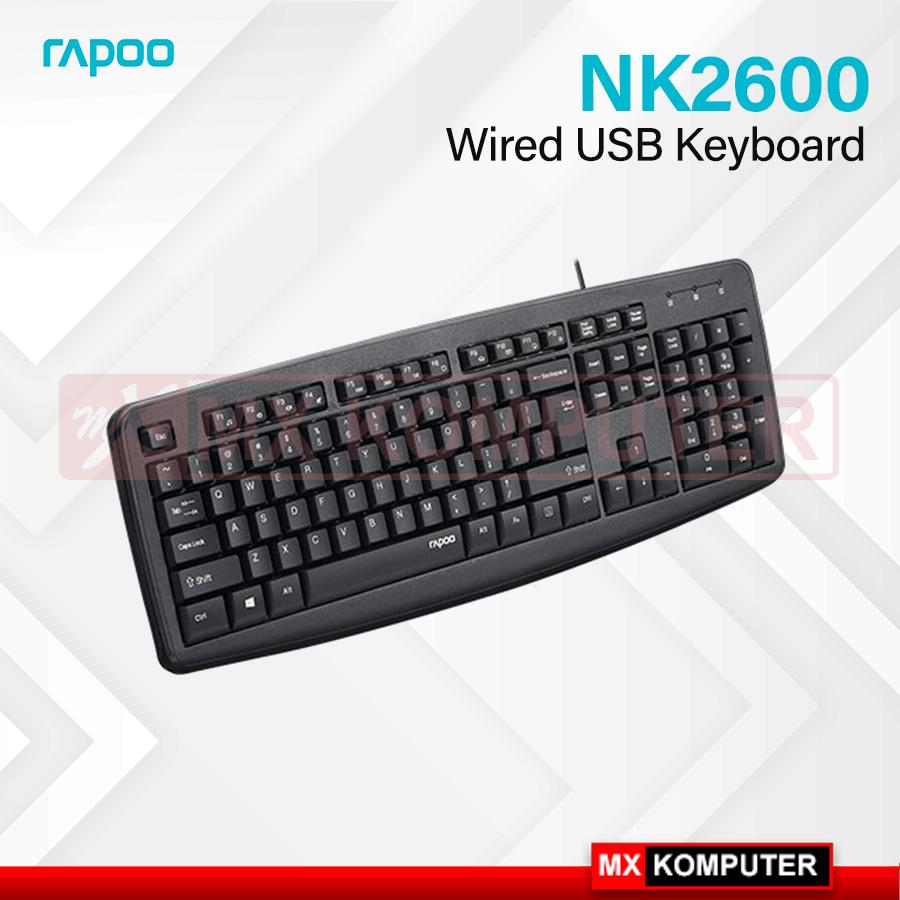 Keyboard Wired USB Rapoo NK2600 Spill Resistant Black