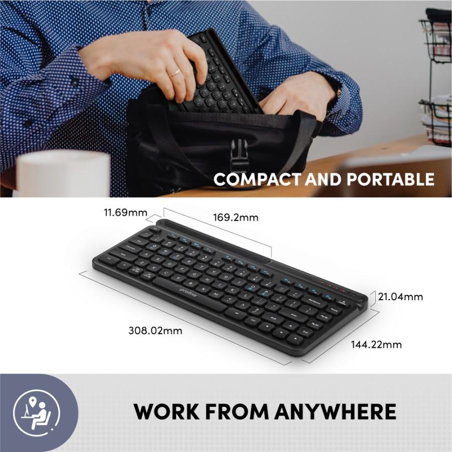 Prolink GK-5001M Keyboard Wireless Bluetooth Multi-device Slim - Putih