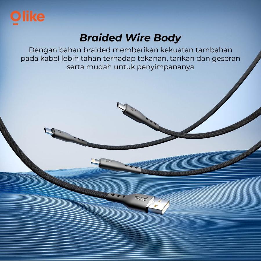 Kabel Data HP Fast Charging 2A Braided Olike D604 - Type C