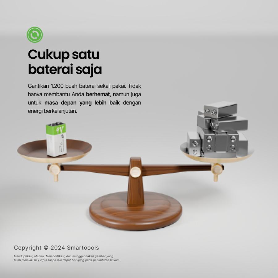 Baterai Cas Isi Ulang Smartoools PowerBatt 9V Type-C USB Rechargeable Li-Ion Battery Charge