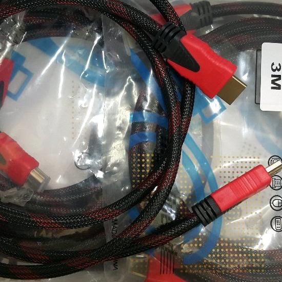Kabel HDMI to HDMI 3 Meter 3M Tambang / Jaring Gold Plate High Quality