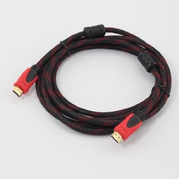 Kabel HDMI to HDMI 3 Meter 3M Tambang / Jaring Gold Plate High Quality