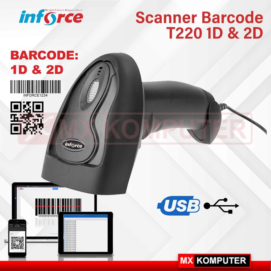 INFORCE BARCODE SCANNER T220 2D/1D USB WIRED KABEL CABLE HANDHELD