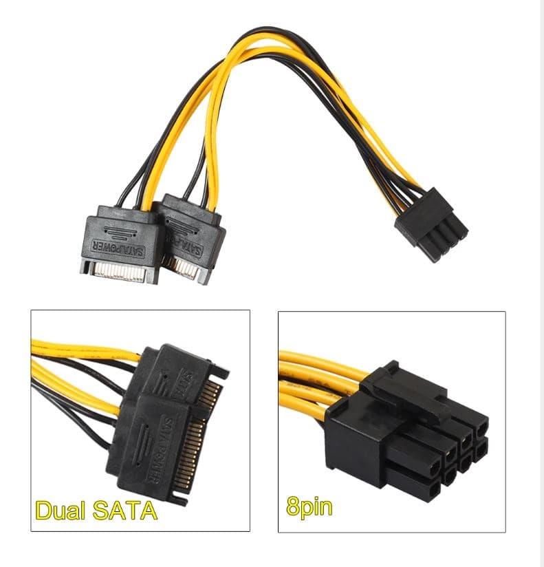 Kabel Power SATA to 8 Pin VGA Dual SATA Male to 8 Pin VGA