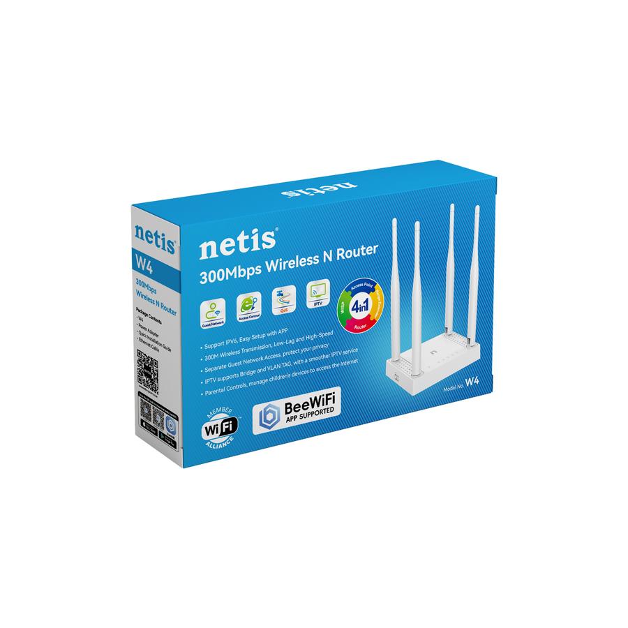 NETIS W4 N300 Wireless Router 300Mbps Multi Mode 4 Antena