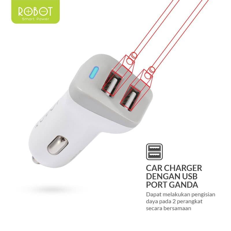 ROBOT Car Charger Mobil RT-C06 Dual USB Output 2.4 A original