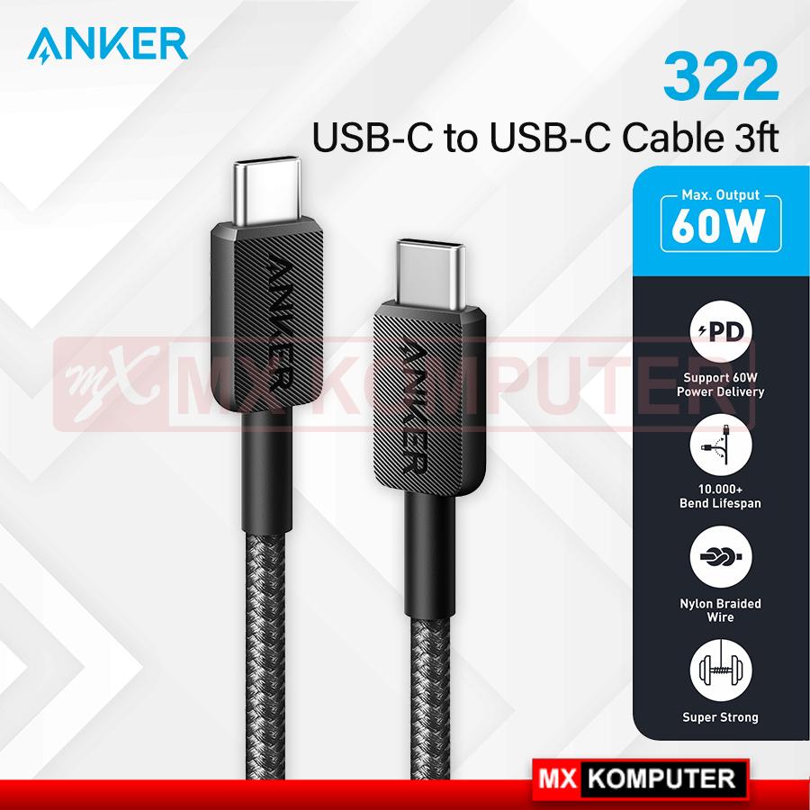 Kabel Charger Anker 322 Type C To Type C Cable (3ft Braided)