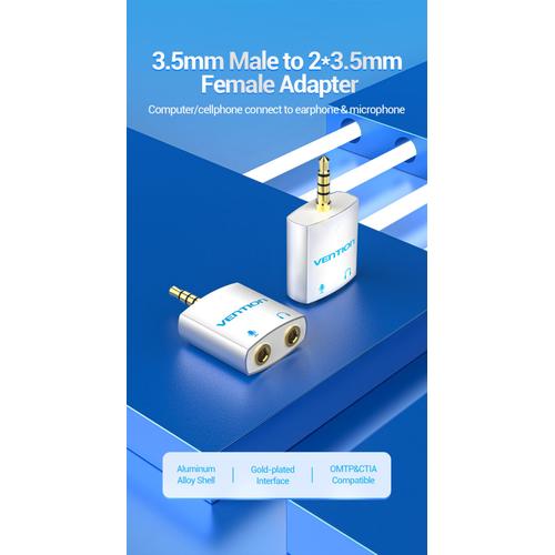 Vention BDB Aux Audio & Mic Splitter 3.5mm Male to 2 Female