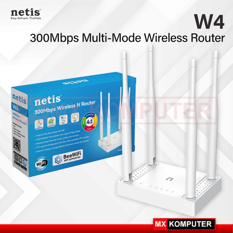 NETIS W4 N300 Wireless Router 300Mbps Multi Mode 4 Antena