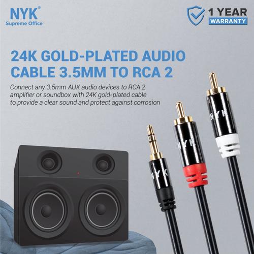 NYK Kabel Audio 3.5mm to 2x RCA Aux 3.5 mm Cable NYK-AV35M2RCAM-150GL 