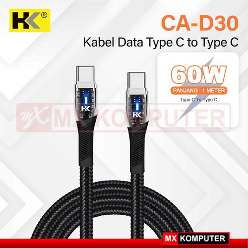 HK D30 Transparan Kabel Data Fast Charging Type C To Type C PD 60W
