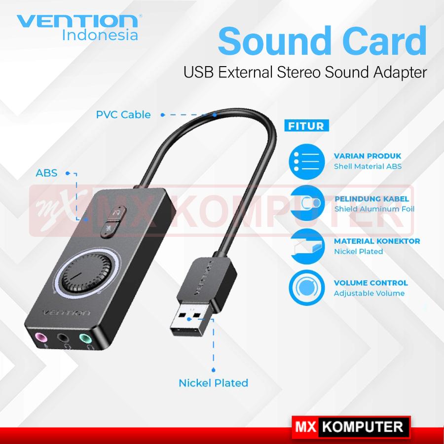 Sound Card VENTION USB 2.0 with Microphone Input and Volume Control - 0.15 Meter