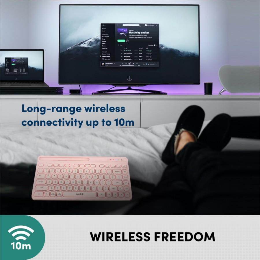 Prolink GK-5001M Keyboard Wireless Bluetooth Multi-device Slim - Putih