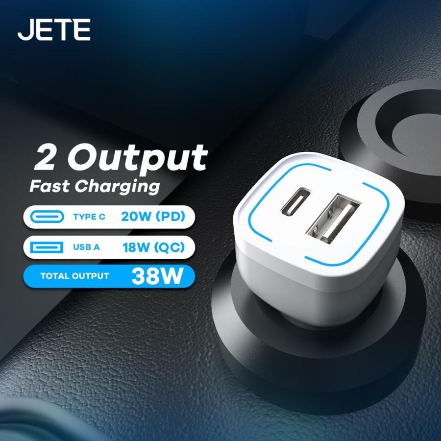 JETE R3 Charger Mobil | Car Charger Dual Output USB & Type-C PD 20W + QC 18W - Hitam