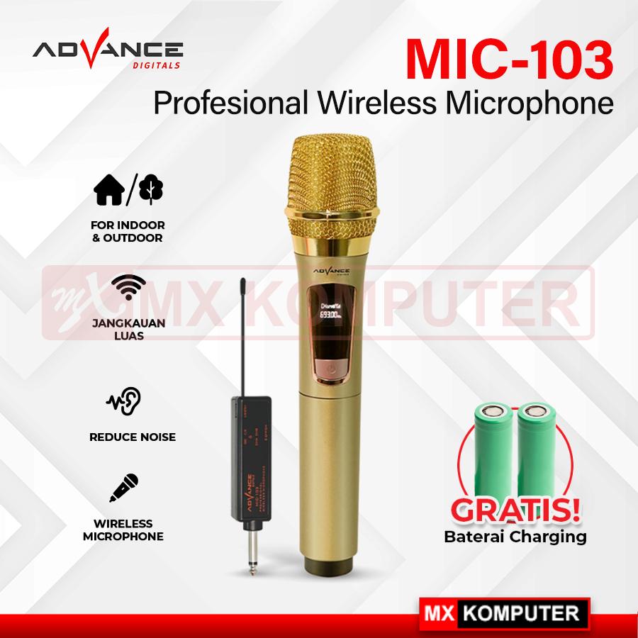 Microphone Advance Mic-103 Profesional Mic Wireless Bisa di Charger