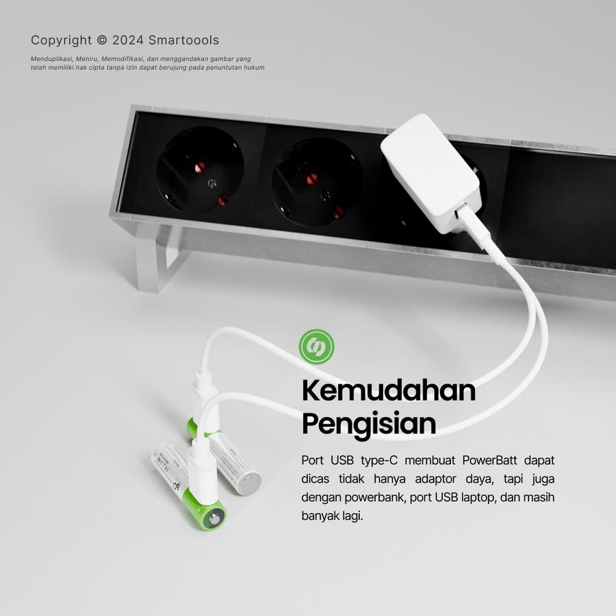 Baterai Cas Isi Ulang 2pcs Smartoools AAA 1.5V Type-C USB Rechargeable Lithium Battery Charge