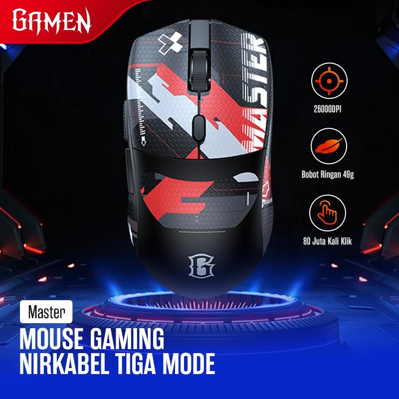 Mouse Gaming GAMEN 3 Mode Wireless Rechargeable Pixart 3395 Master 49g