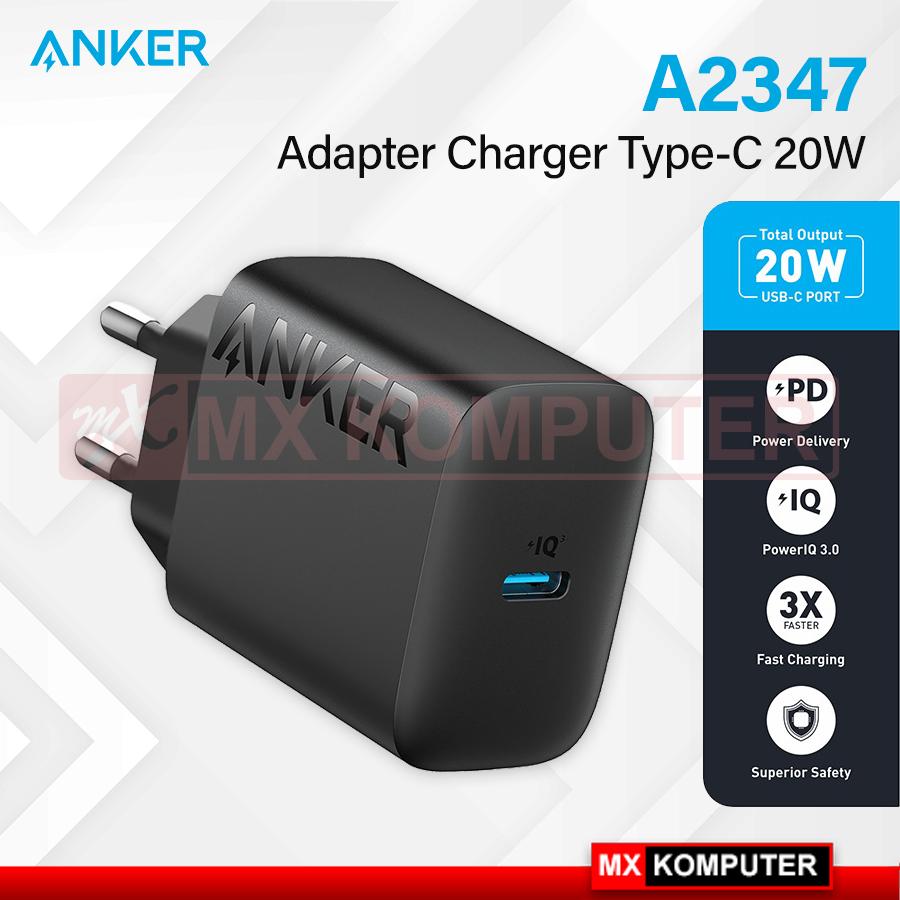 Anker Wall Adaptor Charger Power Port 20W Type C - A2347 - Hitam