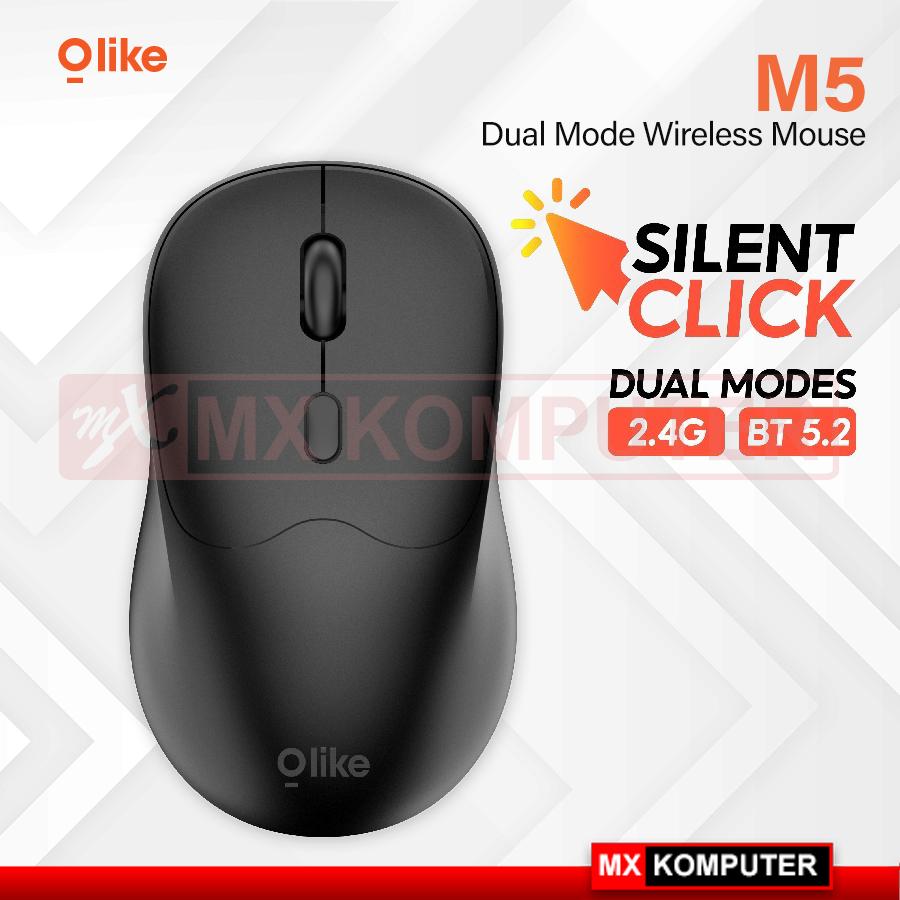 OLIKE M5 Wireless Mouse DUAL MODE USB Dongle - Bluetooth Silent Click Optical 1600DPI