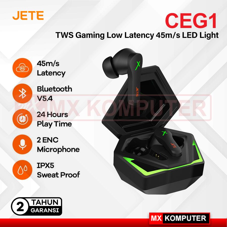 TWS JETE CEG1 Gaming Low Latency 45m/s with LED Light | Headset Gaming | TWS Gaming