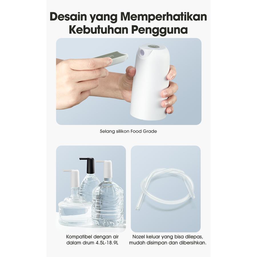 SAMONO Pompa Air Galon Portable Water Pump Rechargeable USB SW-CQ04 - Putih