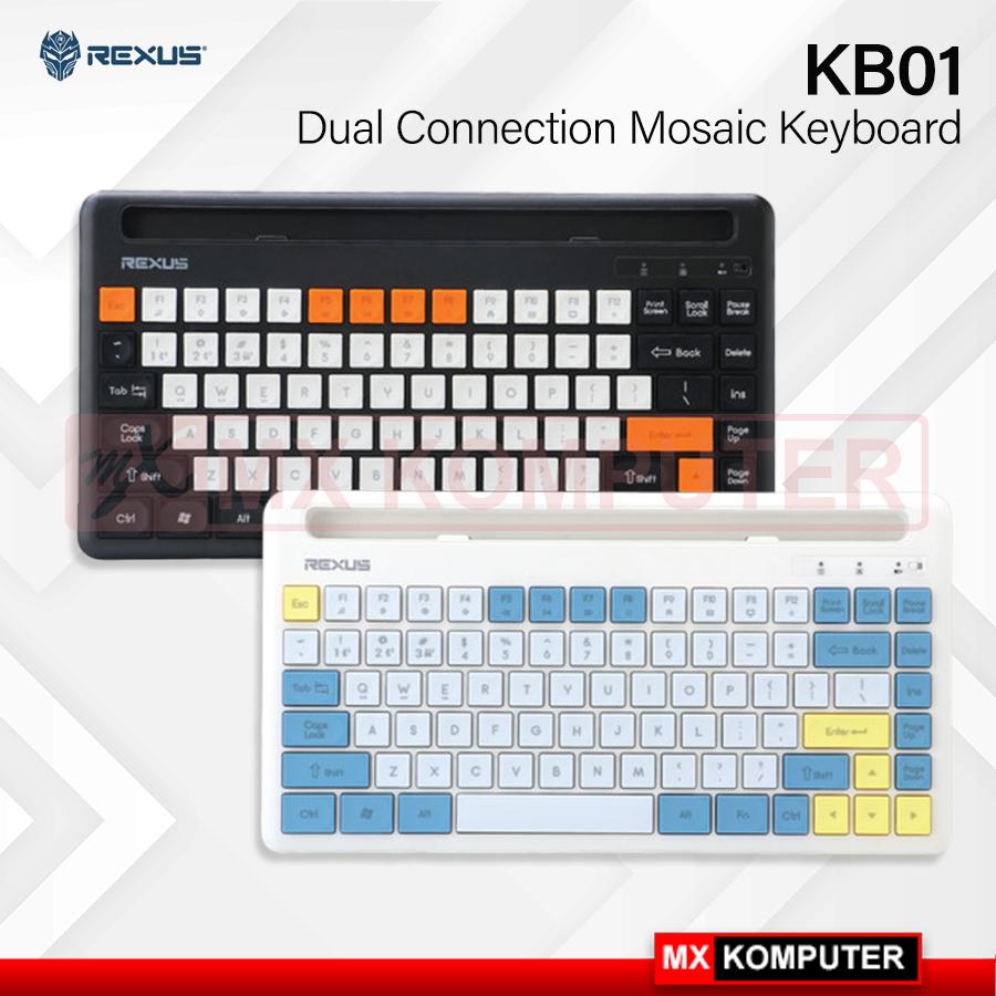 Keyboard Rexus KB01 Mosaic Dual Connection Bluetooth Wireless - Putih